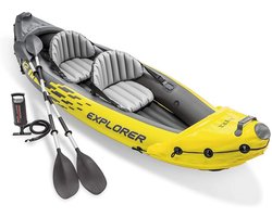 Intex Explorer K2 Yellow Inflatable Kayak for 2 Persons, with Aluminium Oars & Air Pump