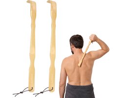 ComfiCare® Rugkrabber 2 stuks – Ruggenkrabber Rugmassage - Ruggenkrabber Hout – Rugkrabber Handje – Hoofdkrabber – Bamboe - Lichtbruin
