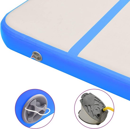 Opblaasbare gymnastiekmat - Turnmat Airtrack - Thuis sporten - Inclusief pomp - 300 x 100 x 15 cm - Blauw — afbeelding 2
