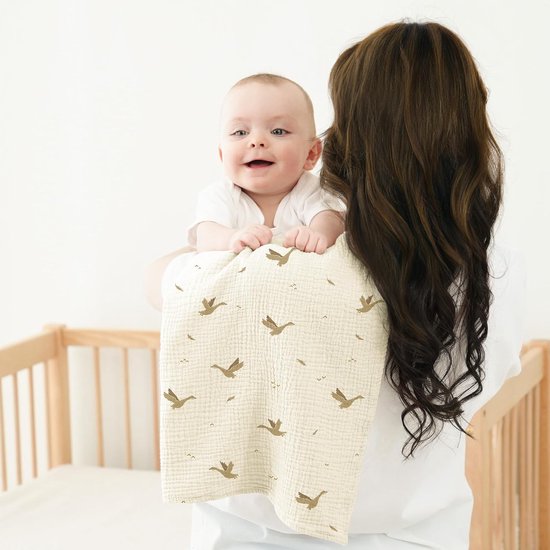 Baby Molton Doeken - Hydrofiele luiers - Baby verzorgen - 100% Katoen - 4 stuks 60x60cm - Apricot Blossom — afbeelding 2