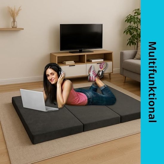 Opklapbaar Logeerbed - Comfortabele Futonpoef 195 x 80 x 9 cm - Bruin — afbeelding 5