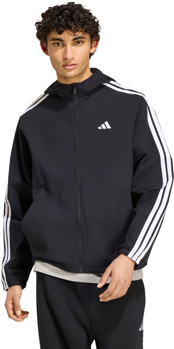 Adidas Sportswear Essentials 3-Stripes Woven Windjack Heren Zwart