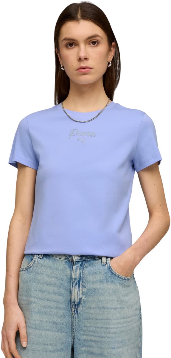 Puma T-shirt Dames ESS Script Tee Blauw