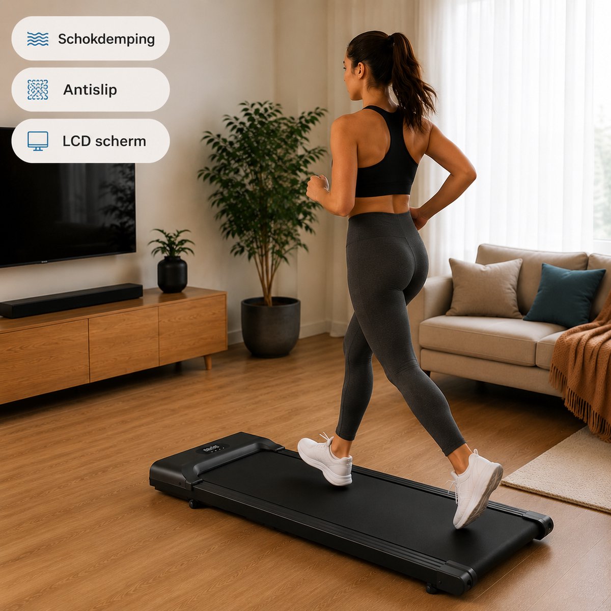 Fitby Loopband 8km/u Inklapbaar Zwart - afbeelding 2