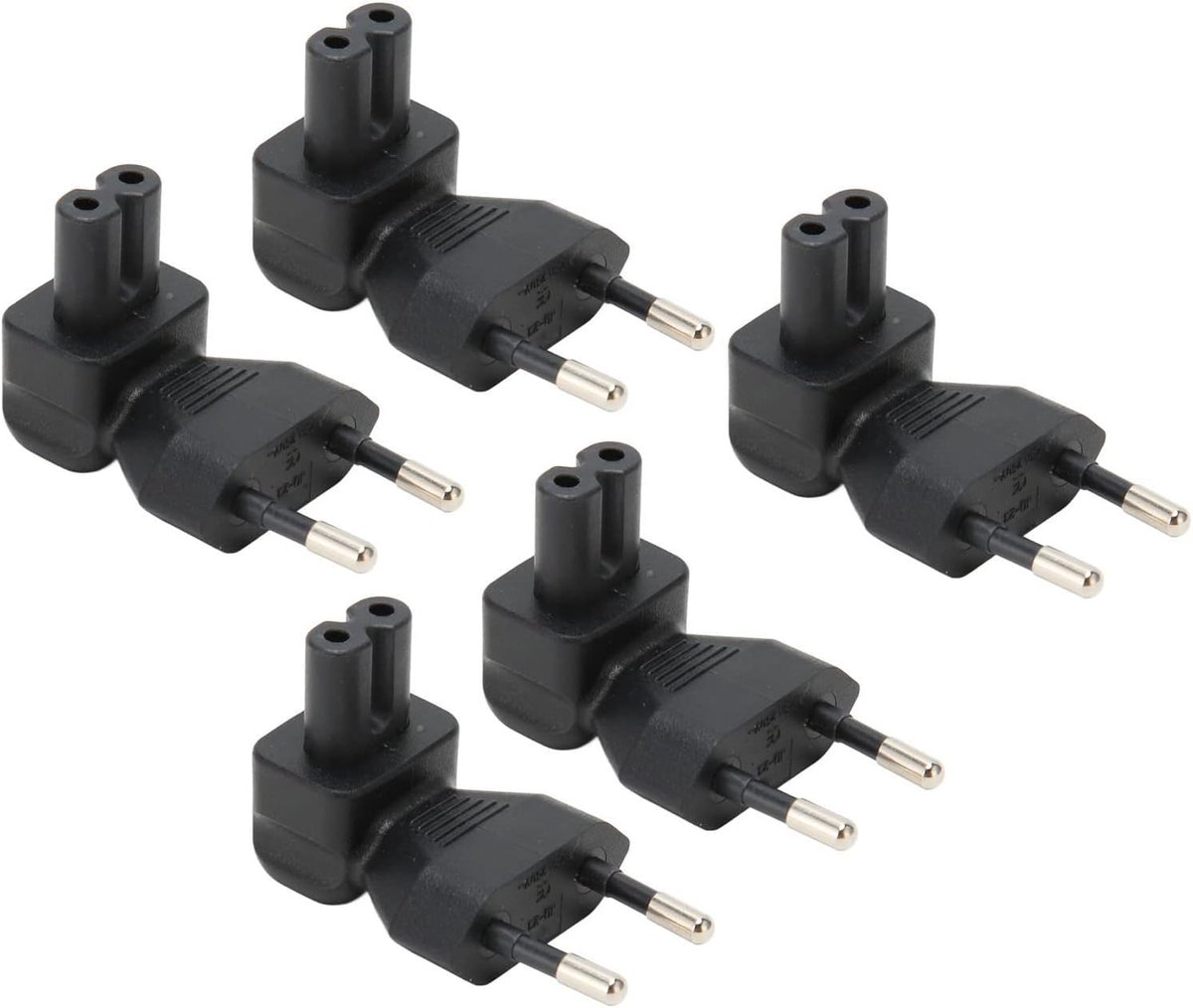 Stroom Adapter Converter - EU IEC Connector - Apparaten Aansluiten - 90 Graden Elleboog - 5 Stuks - Zwart