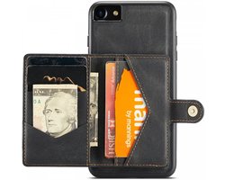 CaseMe JH-01 Hoesje Geschikt voor Apple iPhone SE 2020/2022 | Back Cover met Magnetische Kaarthouder | Beschermhoes Pasjeshouder Achterkant | 4 Pasjes en Briefgeld | Zwart