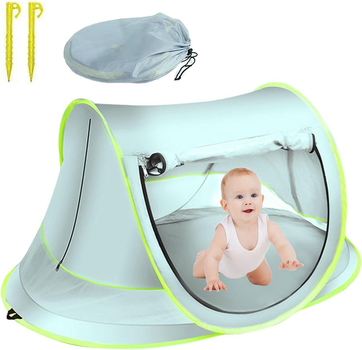 Draagbare UV 50+ Strandtent voor Baby's met UPF Bescherming en Ventilatie