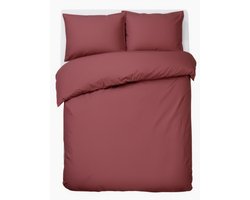 HUSH Living Dekbedovertrek - 100% katoen - 144TC - soepel en ademend - 200x220+20cm - 2 x 60x70cm kussenslopen - bordeaux