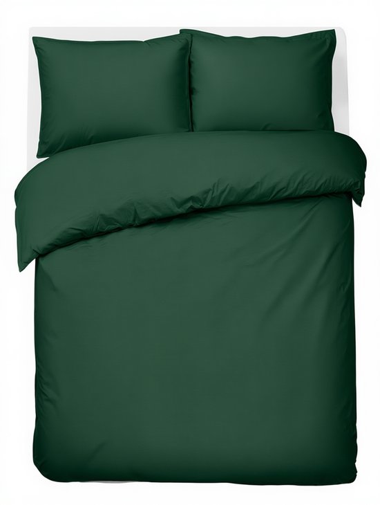 HUSH Living Dekbedovertrek - 100% katoen - 144TC - soepel en ademend - 240x220+20cm - 2 x 60x70cm kussenslopen - donkergroen