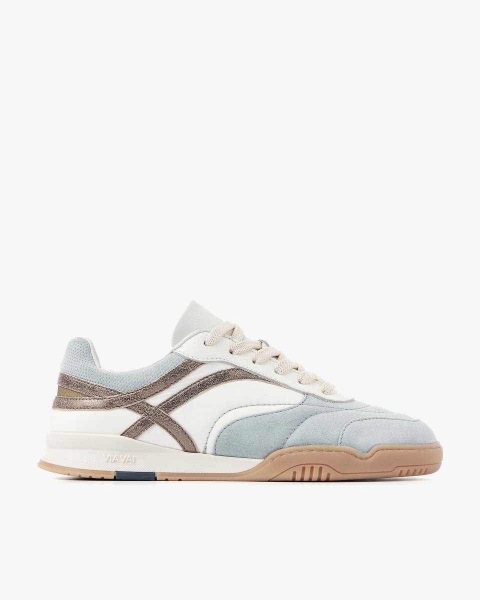 VIA VAI Kris Sky Sneakers Dames - Leer,Mesh,Su�de,Textiel - Blauw