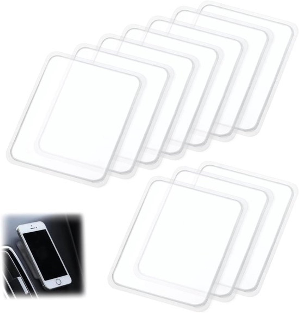 Multifunctionele antislippads voor auto telefoonhouder - 10 stuks, transparant - 75 * 65 mm