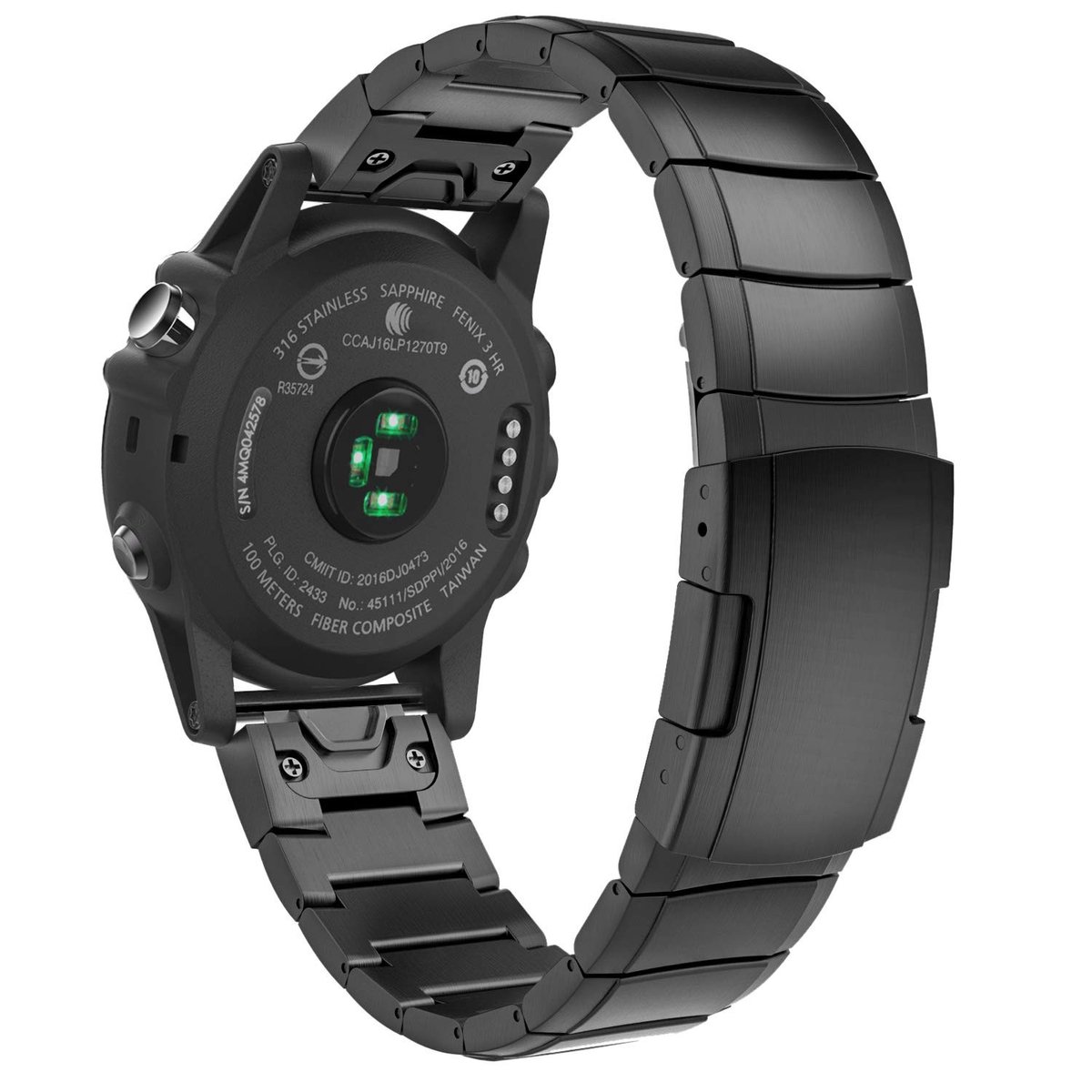 aladdien - Armband - Roestvrijstalen horlogeband - 26 mm Quick Fit - Zwart - Duurzaam en stijlvol - Geschikt voor Garmin Fenix 7X/6X/5X/3/Enduro