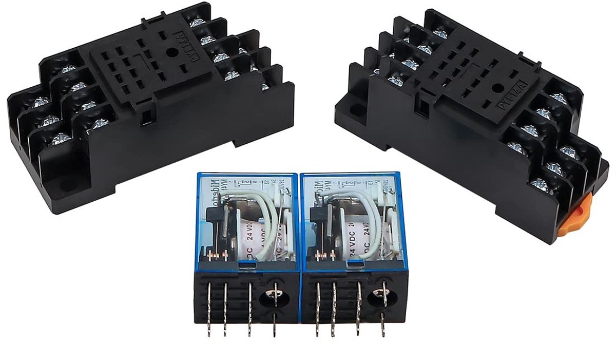 ONF3 - Vermogensrelais - 2PCS HH54P AC 24V - LED Indicator - 14Pin - Elektromagnetisch - Omschakeling - Geschikt voor Compressormotoren - Kleur:...