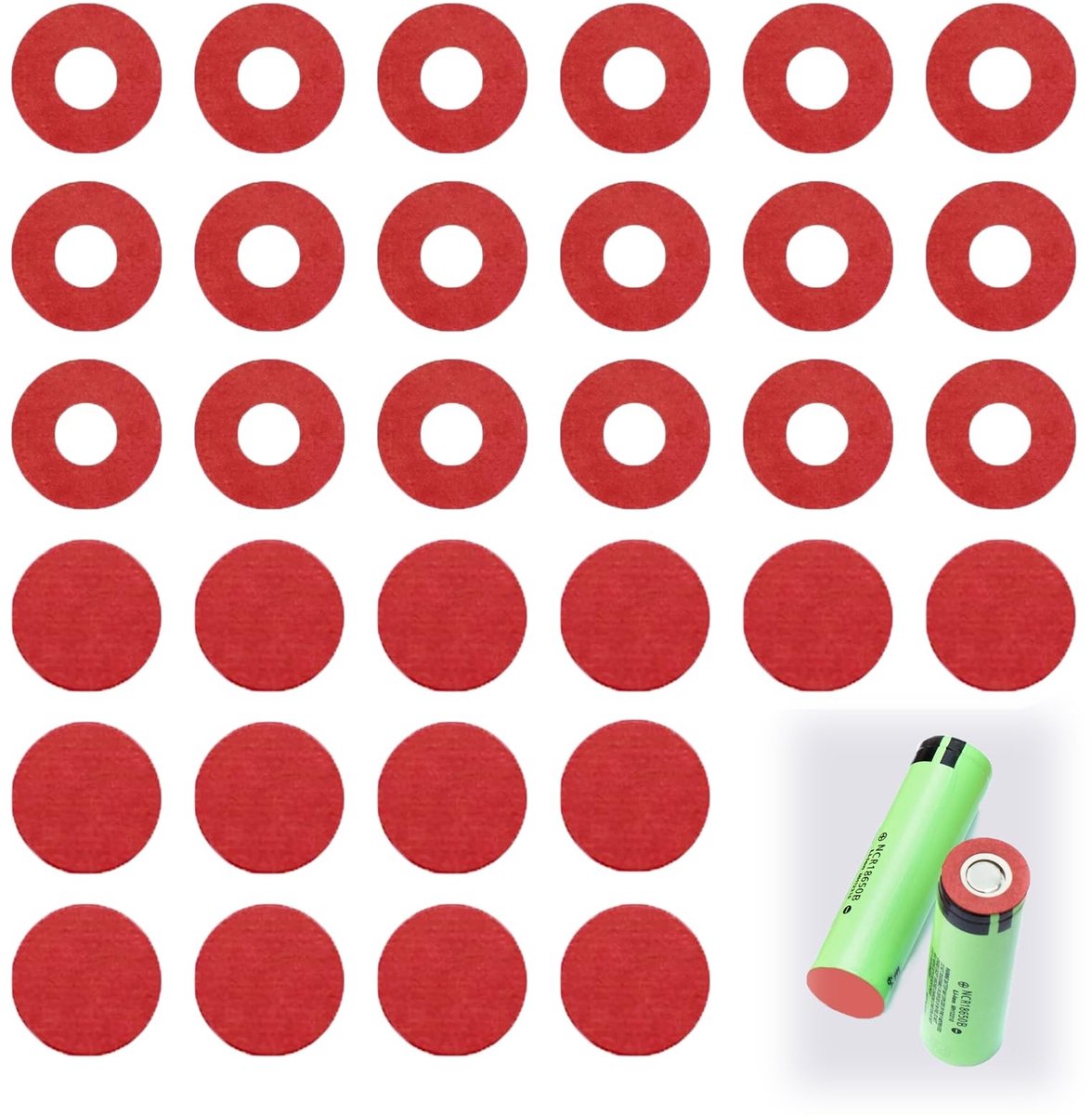 aladdien - 18650 Battery Insulators - Batterij Isolatoren - Hoogwaardige kwaliteit - Rood - 200 Stuks - Bescherming voor Accu's - 18650 Ringen