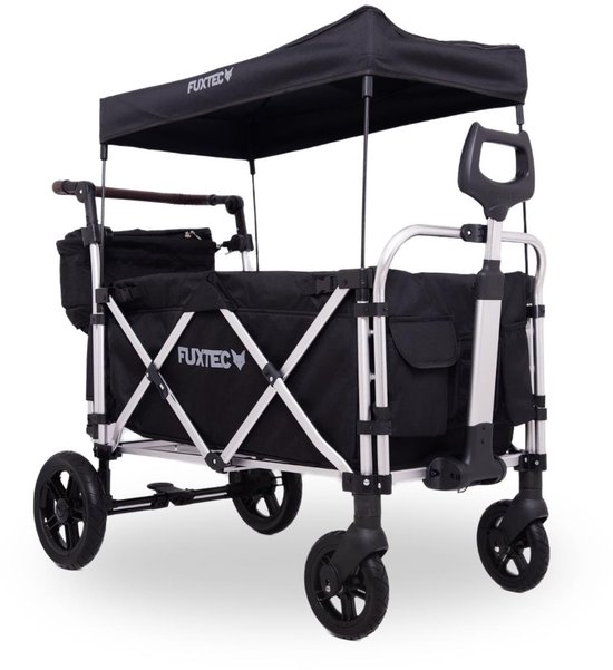 FUXLIFE by FUXTEC CTL950 Bolderkar Premium - Opvouwbaar - Zwart | Met Veiligheidsriemen & Zonnedak - Strandkar & Handkar - Max. 75kg