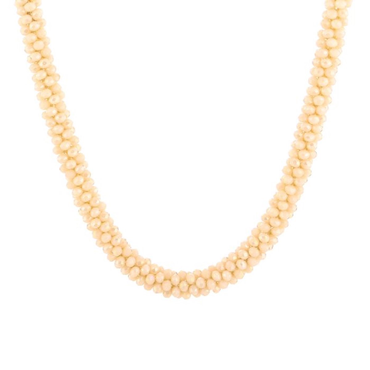 ketting - kralen - strass - off white - 45 cm