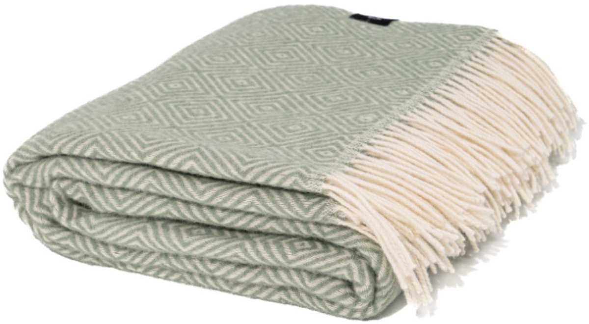 WOOOL Plaid - Diamond (Lichtgroen) - 140x200cm - 100% Wol