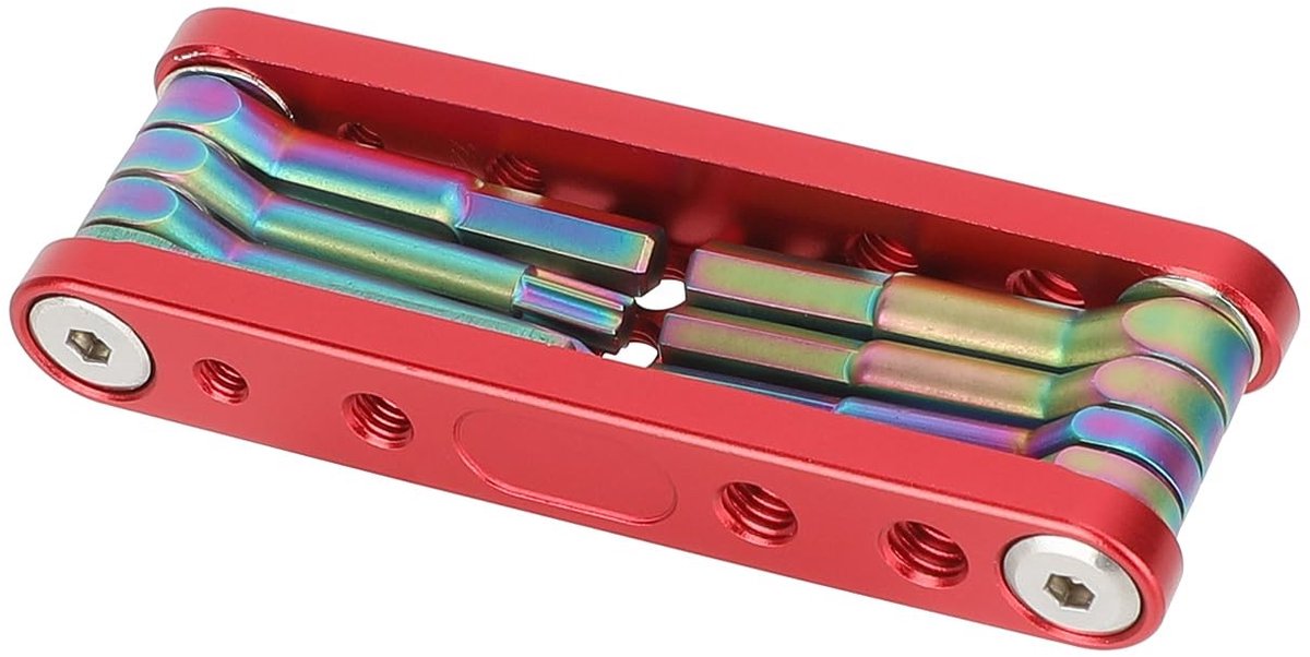 aladdien - Vouwbare Multifunctionele Tool - Inbussleutels - 8-in-1 - Rood - Schroevendraaiers - Handig voor klussen - Compact ontwerp