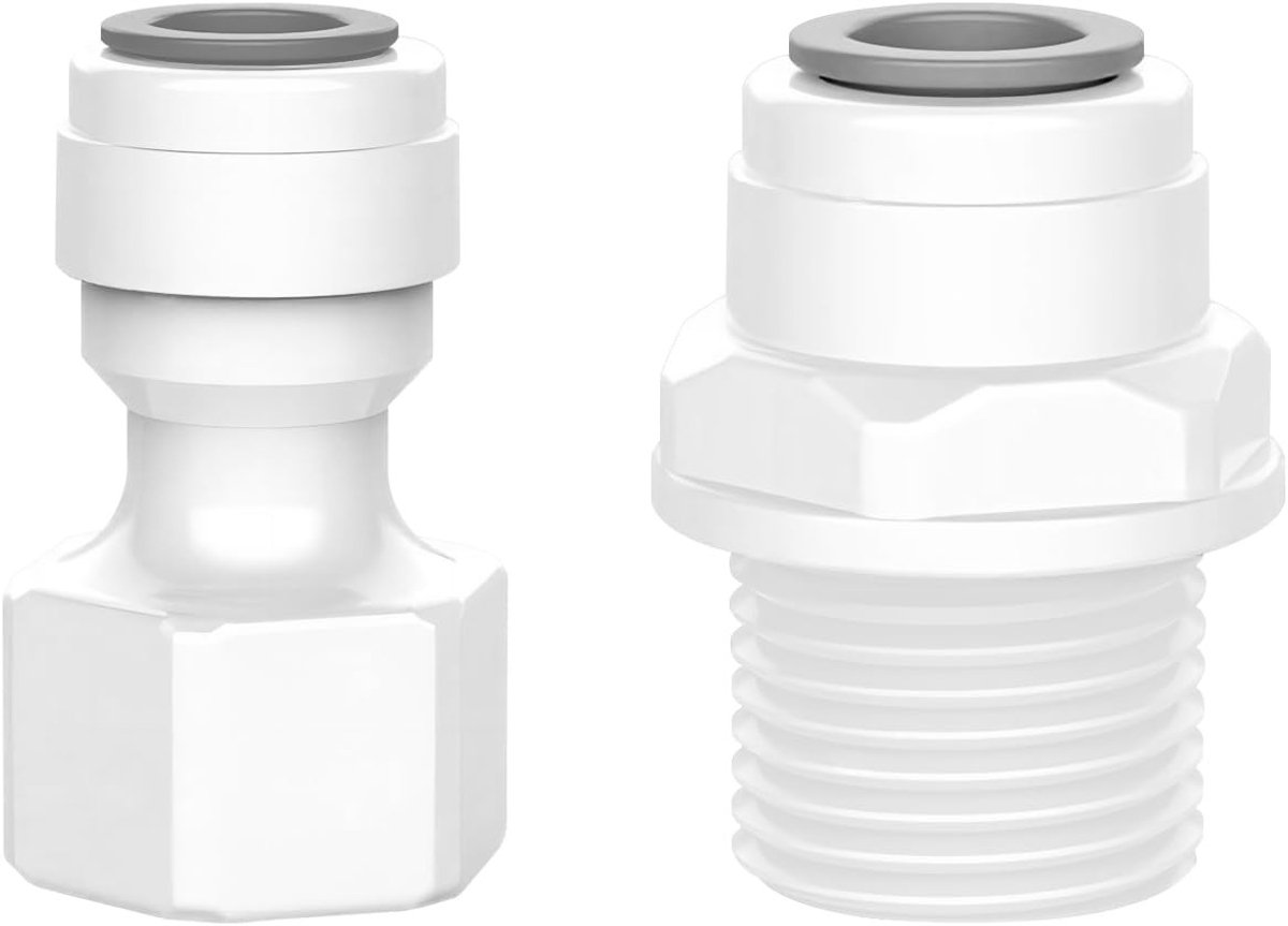 2Pcs Water Filter Quick Connector - 1/2" naar 3/8" Verbinder voor Osmose