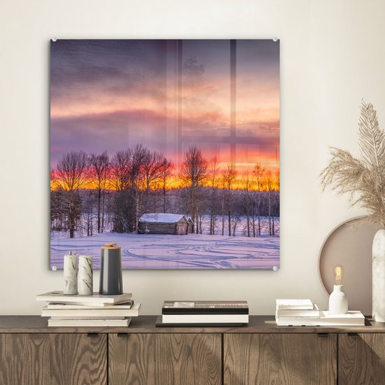 Peinture sur Verre - Twilight Lowland en Suède - 50x50 cm - Peintures sur Verre Peintures - Photo sur Glas