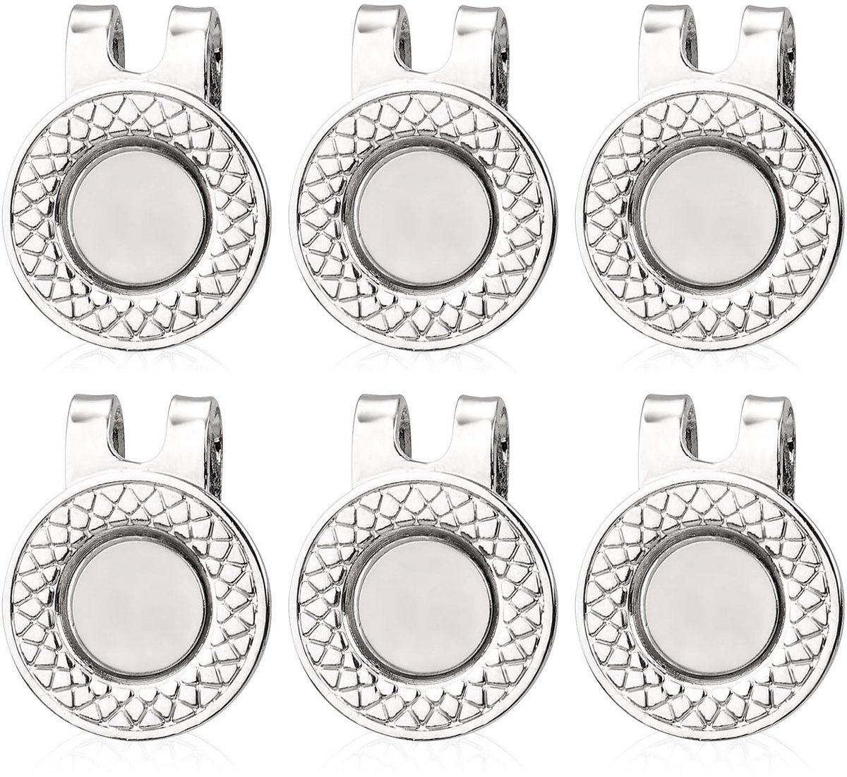 aladdien - Magnetische Golfhoedclips - Golfaccessoires - Set van 6 - Zilver - Golfbalmarkeringhouder - Perfect voor Golfliefhebbers - Handige Hoedclip