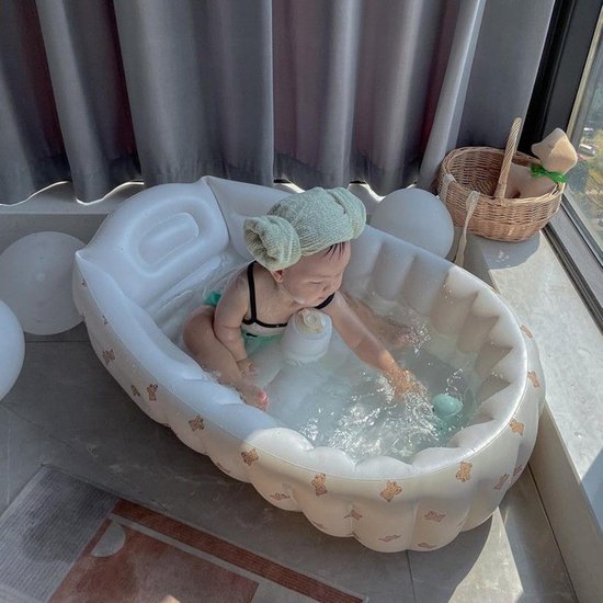 Baby Reisbad - Opblaasbadje - Veilig Baden - Compact Opvouwbaar - 90 x 55 cm - Beer — afbeelding 2
