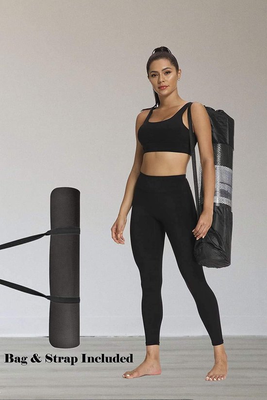 Yogamat - Fitnessmat Oefenmat - Thuis Sporten - Extra Breed Antislip - 183 x 82 cm - Zwart van Yogamat — afbeelding 5