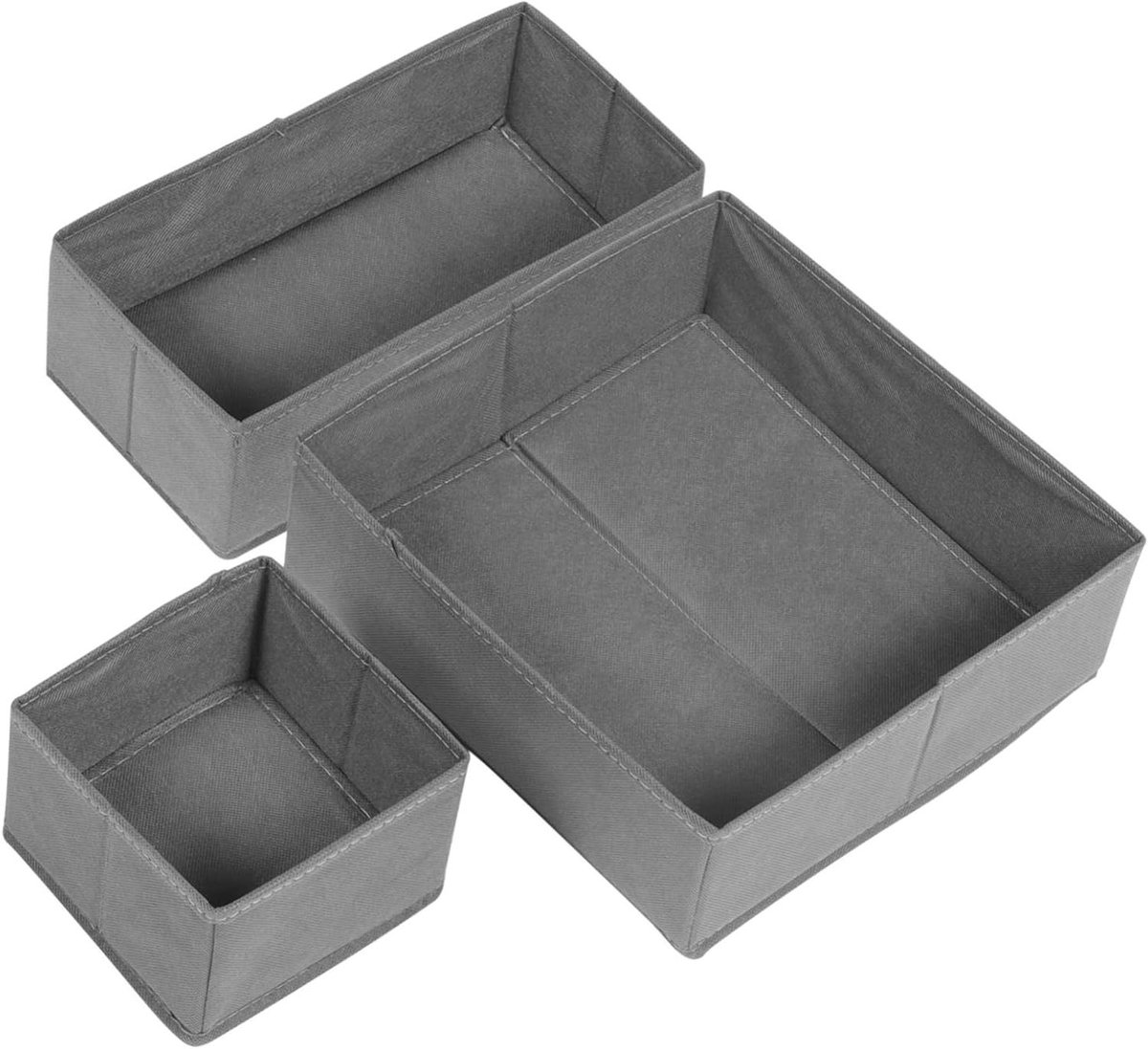 Opbergbox Ondergoed - Lade Organizer - Kleding Opbergen - Niet-geweven Stof - 3 Stuks - Grijs