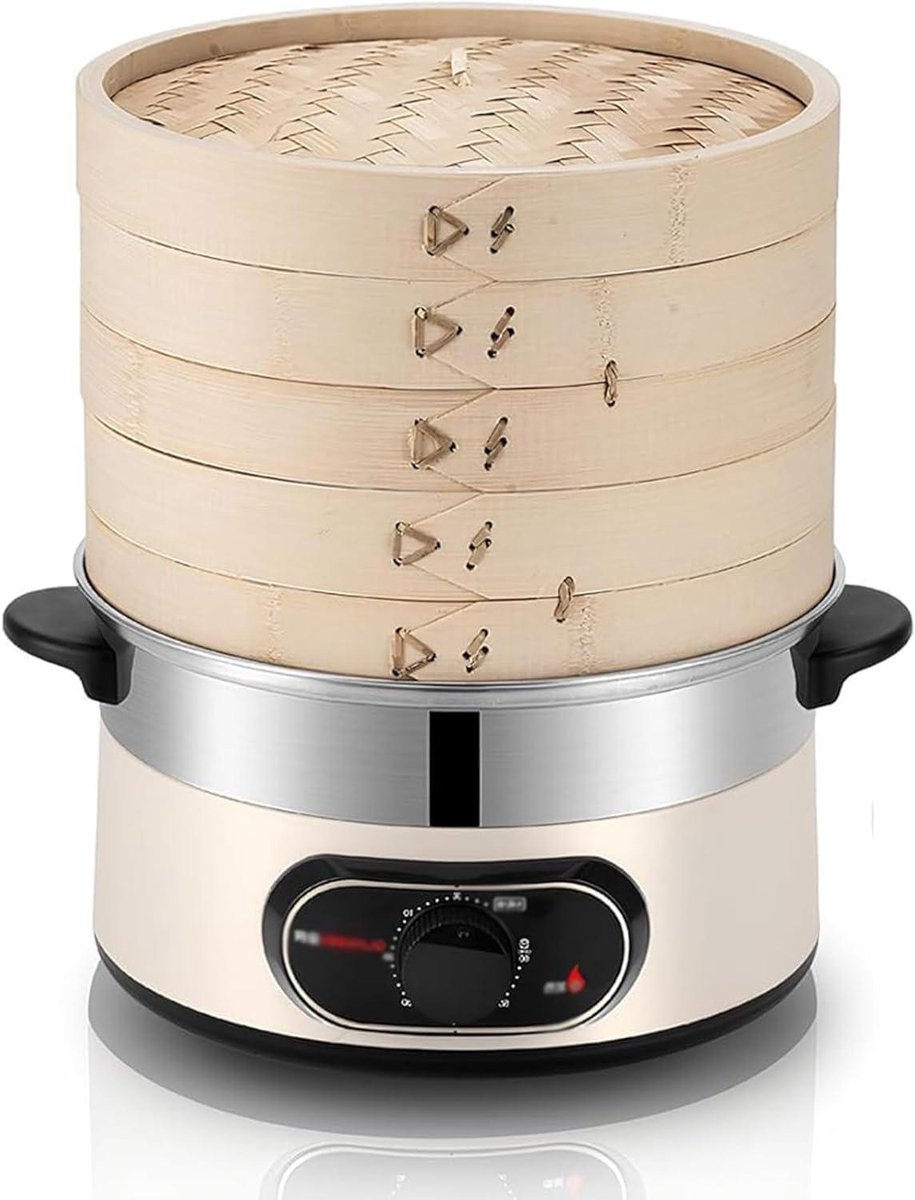 Elektrische Stoomkoker - Keuken Stoomapparaat - Gezond Koken - Dubbele Laag - 12L Capaciteit - Zilver