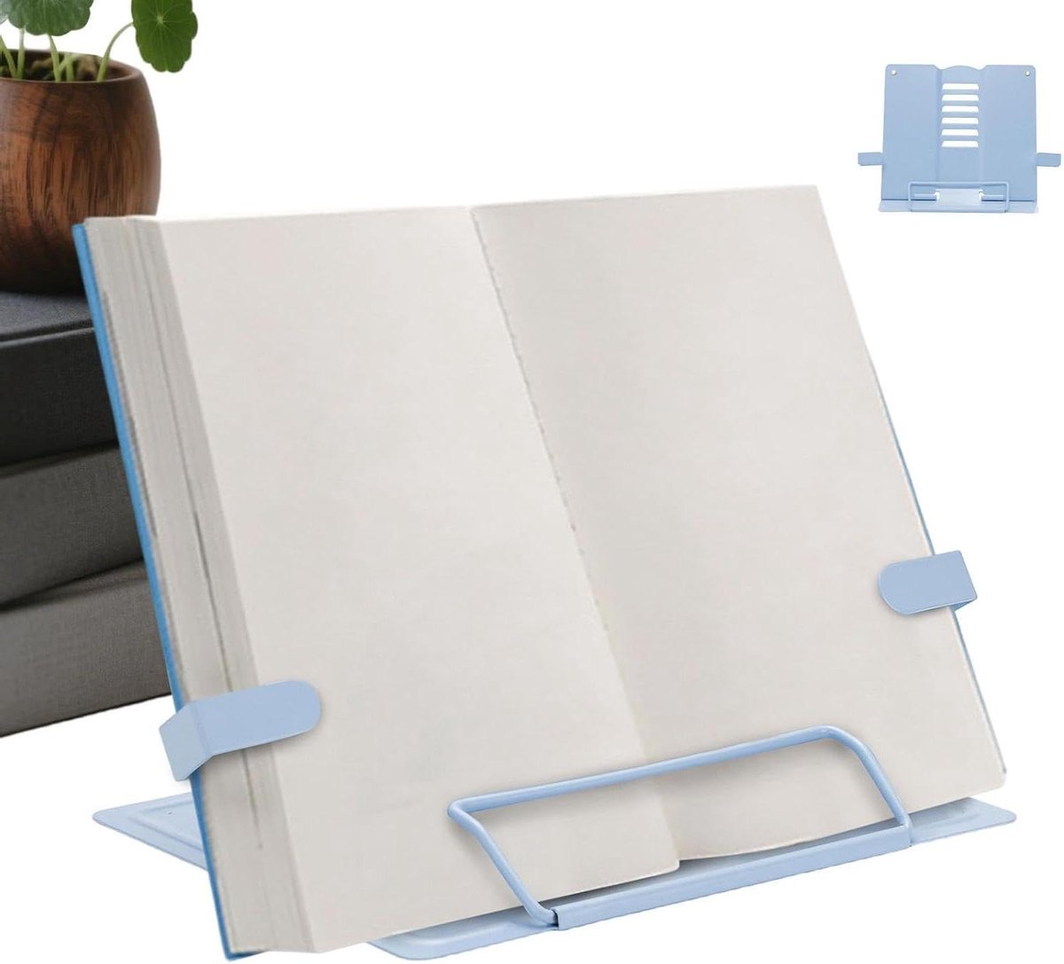 Kookboekstandaard - Leeshouder - Comfortabel Lezen - Verstelbare Hoogte - 21 x 2 cm - Blauw
