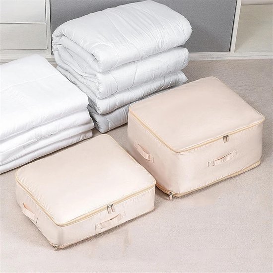 Compressie Opbergtas - Dekbed Opberger - Ruimte Besparen - Zelfcomprimerend - Maat M - Abrikoosroze — afbeelding 4