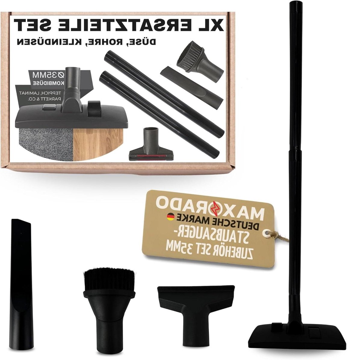 Stofzuigerbuis set - Reserveonderdelen - Grondig schoonmaken - 6-delige set - 35 mm diameter - Zwart
