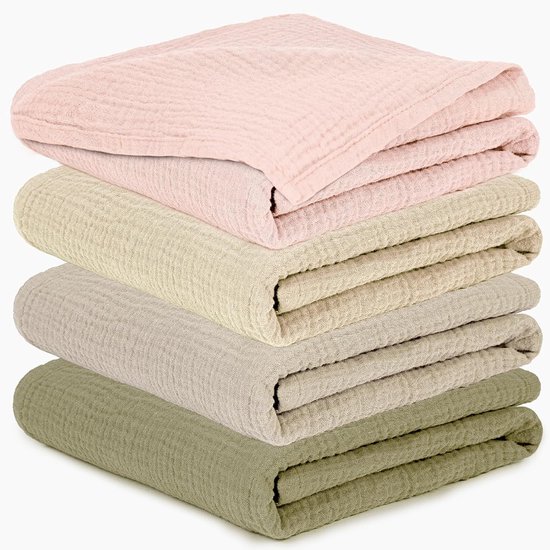 Musselinen Spuugdoeken - Baby Hydrofiele Doeken - Babyverzorging Thuis - 100% Zacht Katoen - 6 Stuks 60x60 cm - Neutrale Kleuren — afbeelding 3