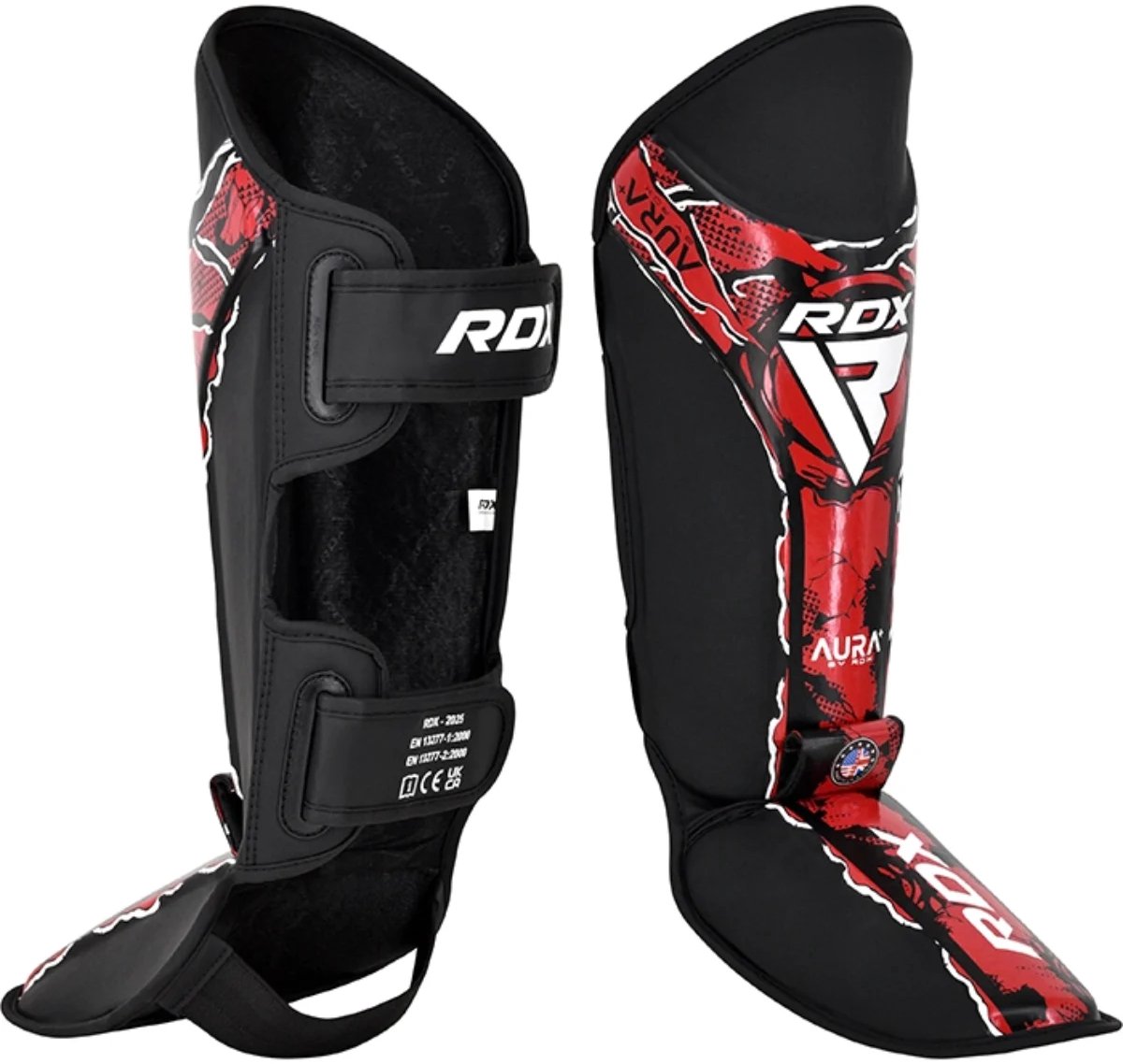 RDX Sports Scheen-Wreefbeschermer Aura F17 Zwart Met Rood - L