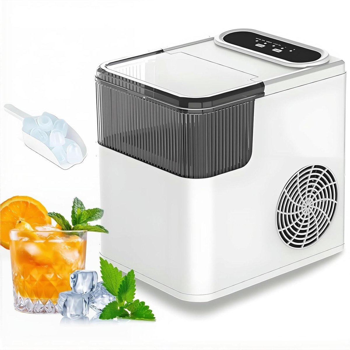 IJsblokjesmachine Nugget ijsmaker Drankjes Koelen Zelfreinigend 1.4 Liter Wit