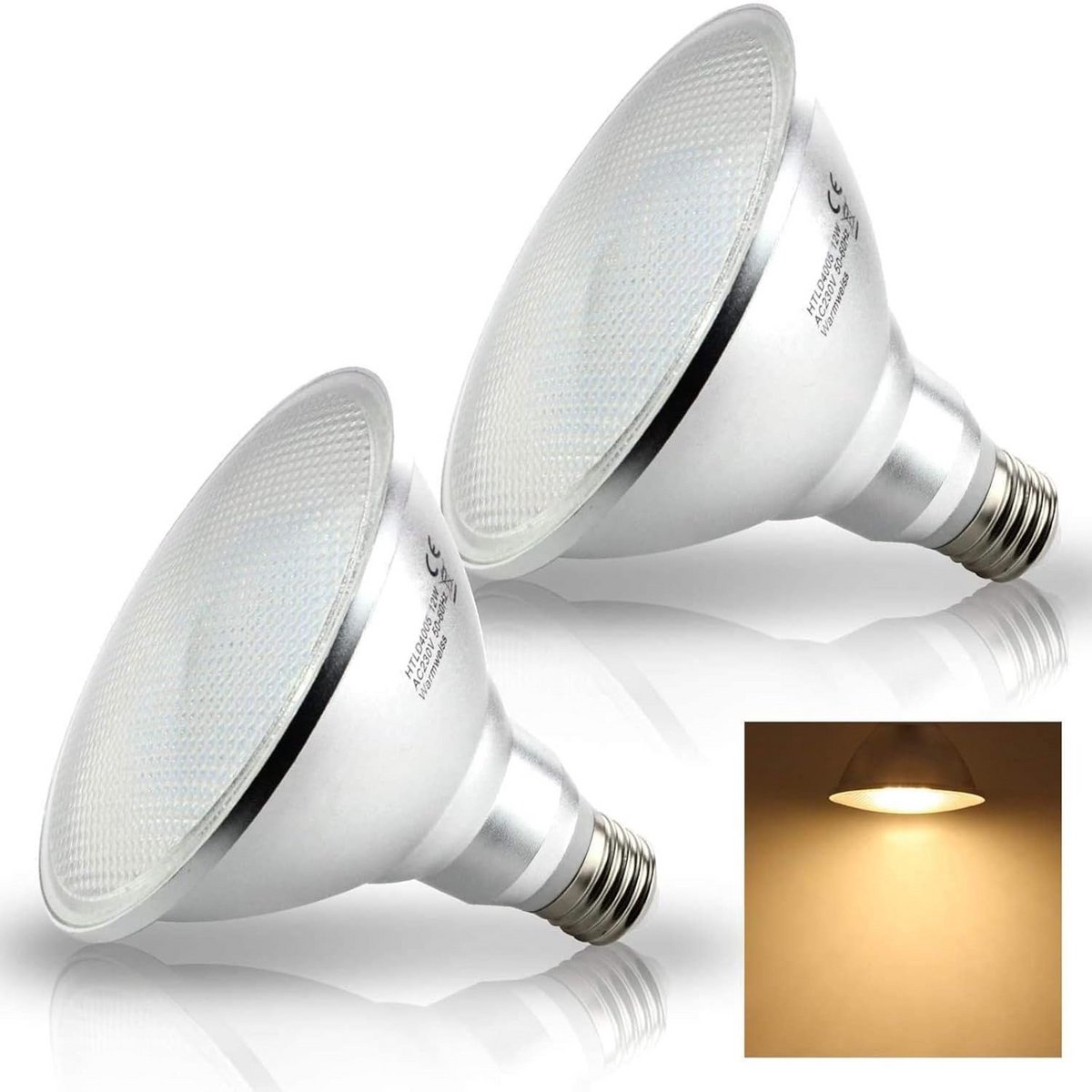 2-Pack LED Spot PAR38 E27 15W Vervangt 150W Halogeen Warm Wit Licht 1400lm