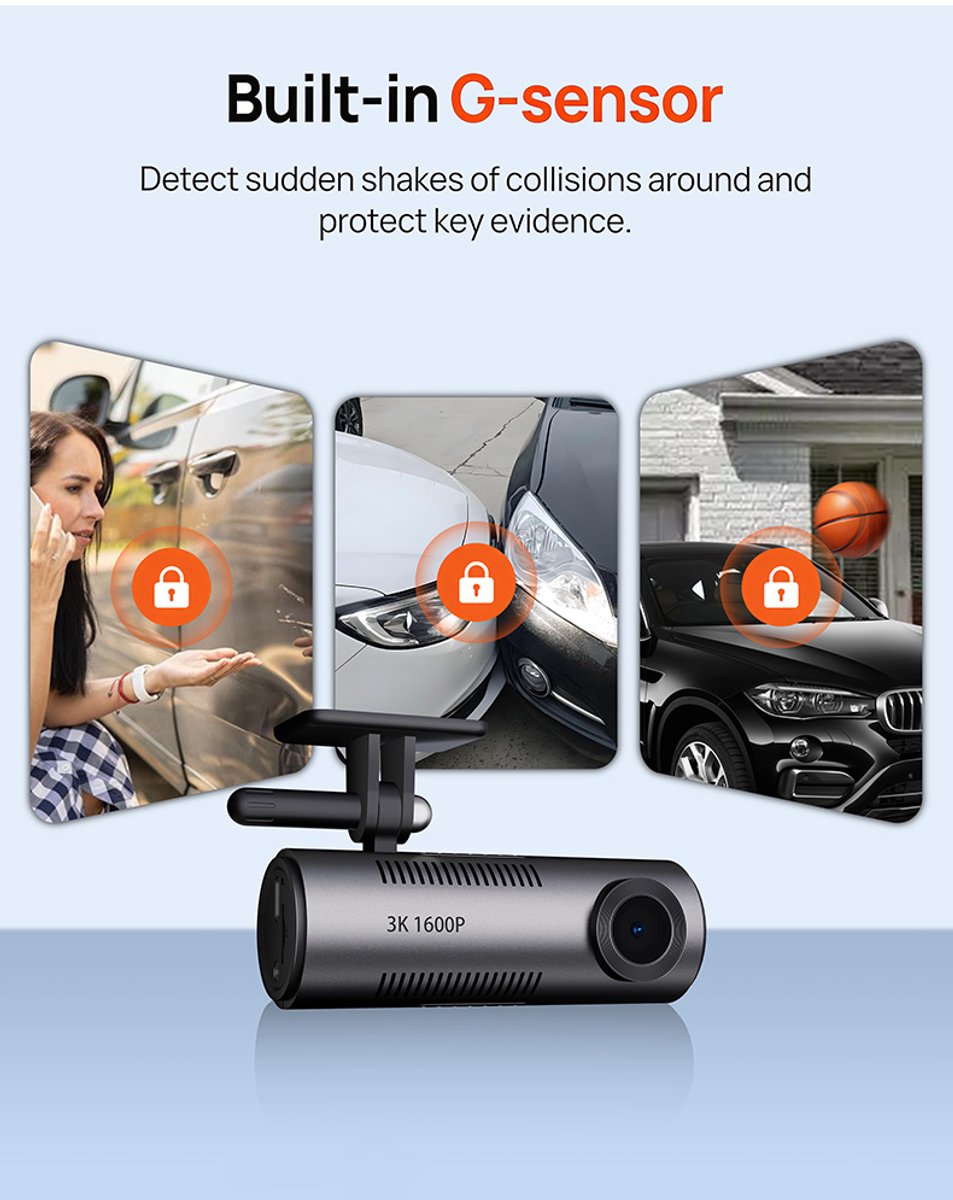 Dashcam - 1440P dashcam auto, wifi, nachtzicht, bewegingsdetectie, time-lapse-opname, WDR, loop-opname, parkeermodus, wifi, app, – foto 3