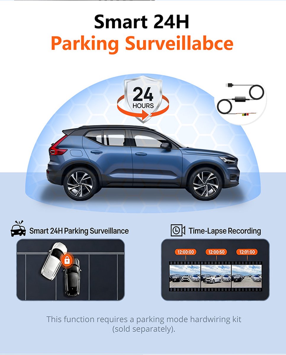 Dashcam - 1440P dashcam auto, wifi, nachtzicht, bewegingsdetectie, time-lapse-opname, WDR, loop-opname, parkeermodus, wifi, app, – foto 7