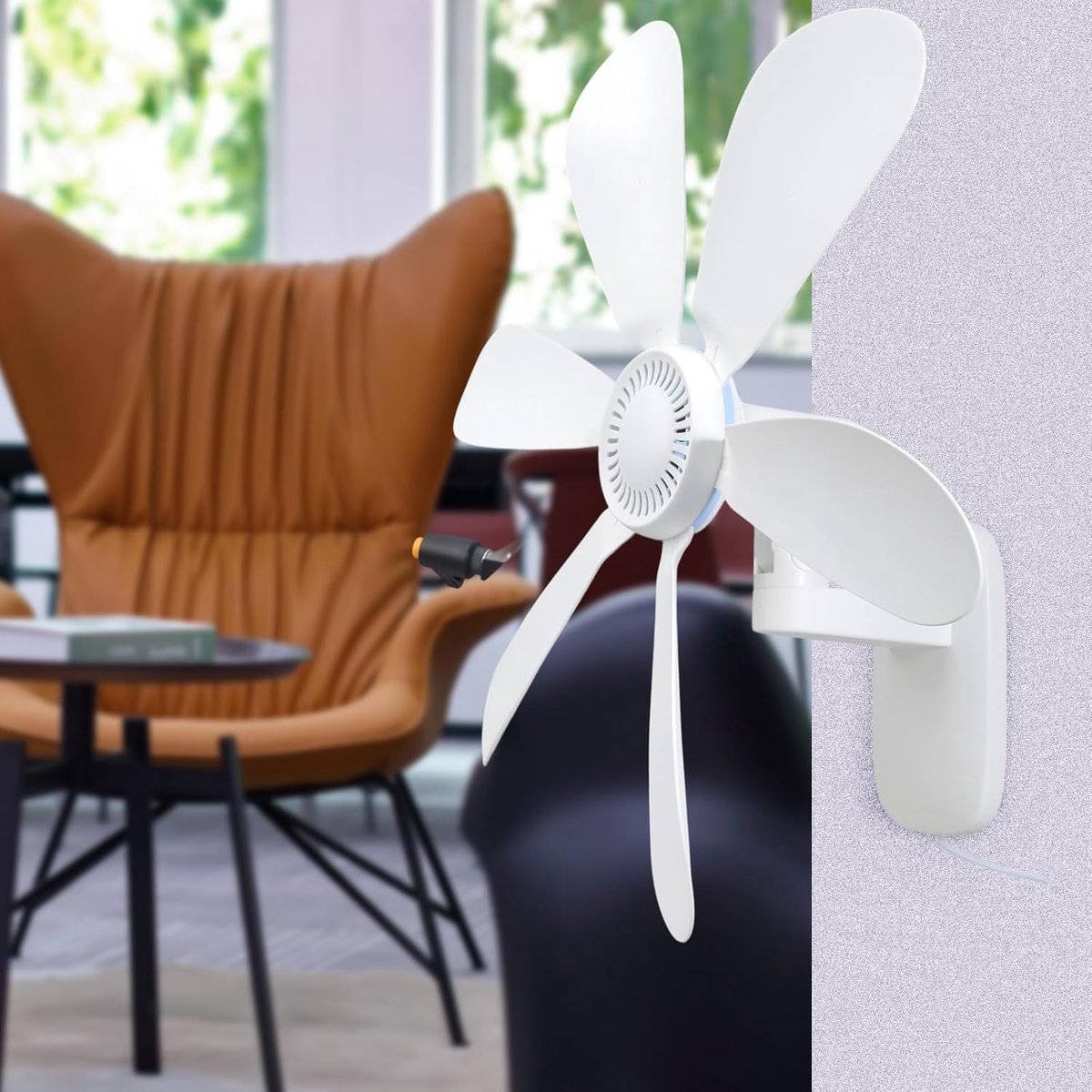 Wandventilator USB - Muurventilator Afstandsbediening - Ruimte Koelen - Stil Energiezuinig - 27x13x10 cm - Meerkleurig