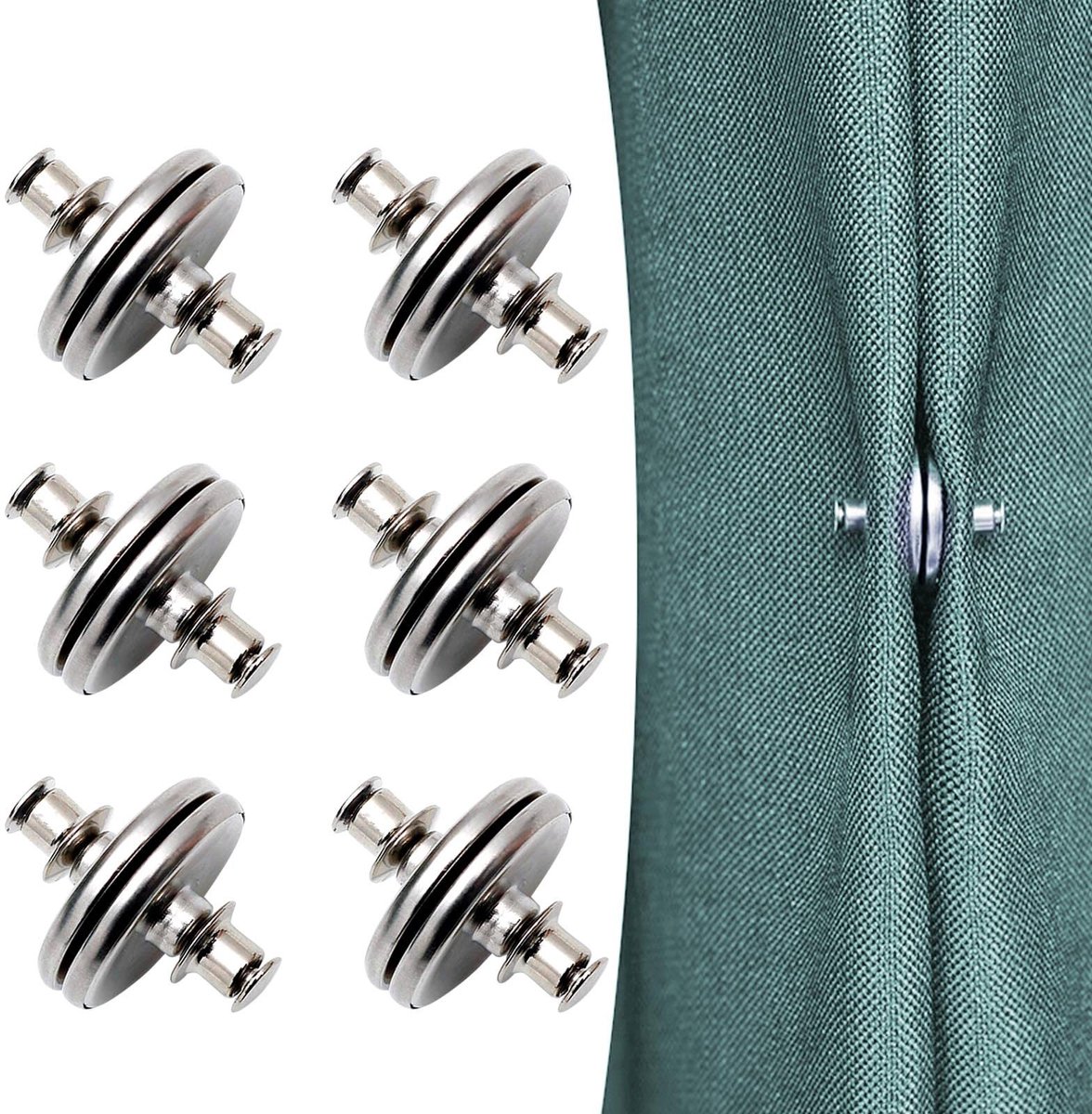 ONF3 - metalen ronde gordijn magneten - sterke magnetische zuiggespen - zilver - lekvrije verborgen knoppen - onzichtbare nagelvrije magnetische...