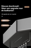 Grijze douchebak met bevestigingshaken, geschikt voor badkamer upgrades.