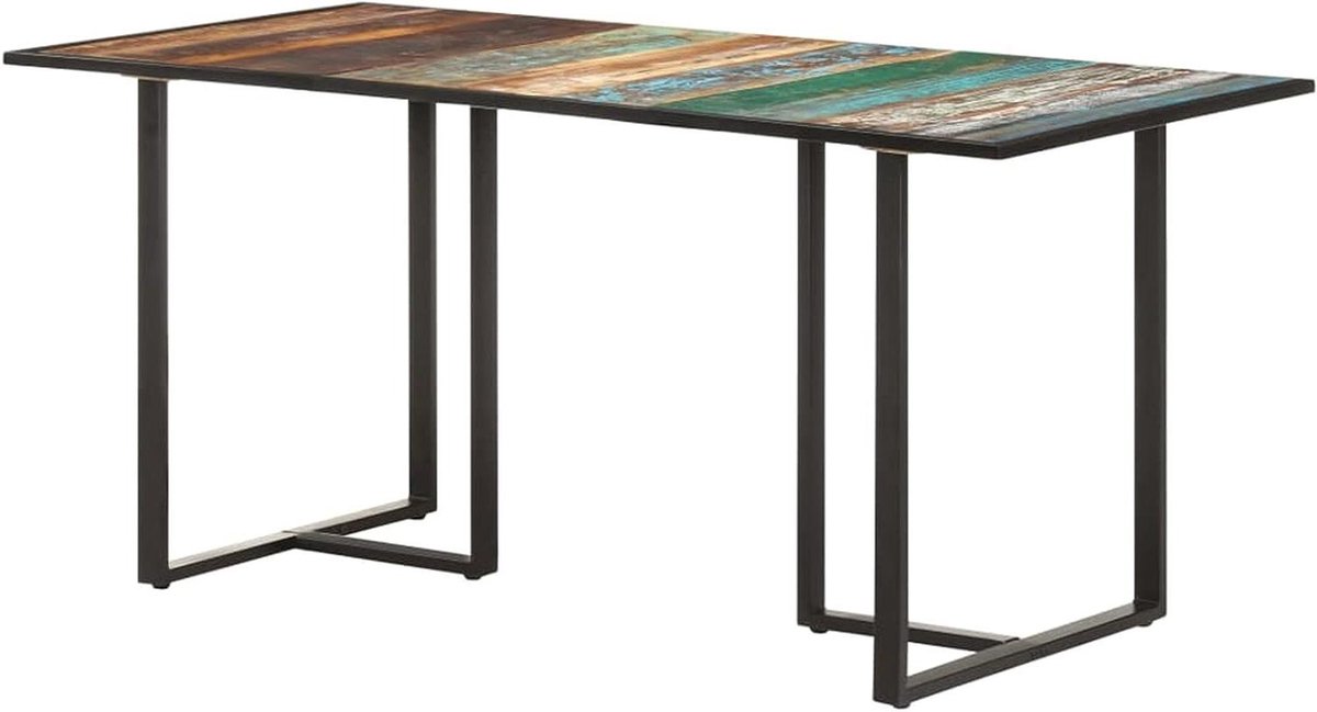 Eettafel Hout - Keukentafel - Samen Eten - Gerecycled Massief Hout - 160x80x76 cm - Multicolor
