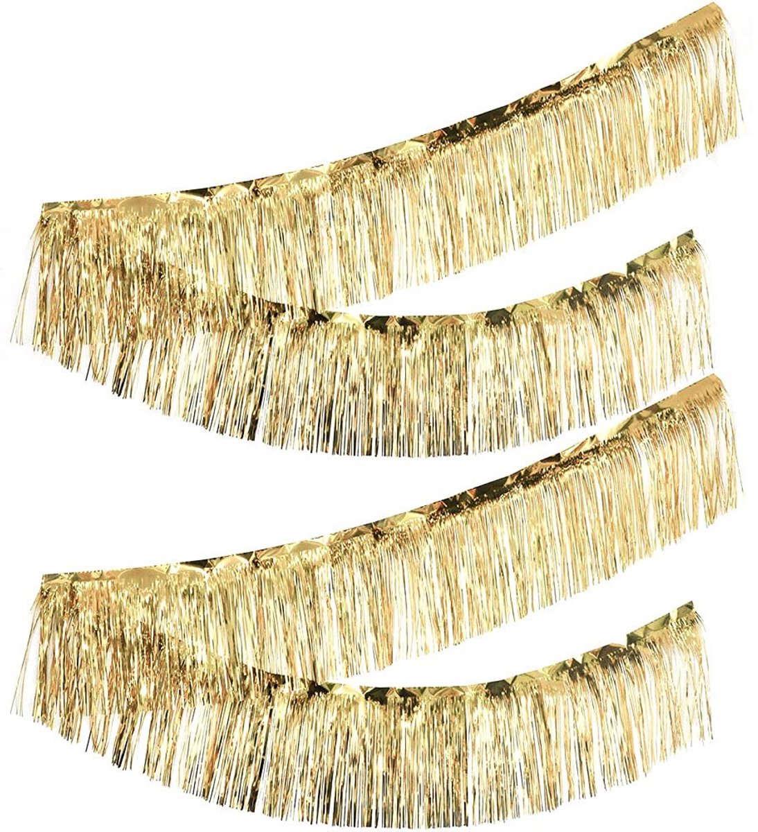 Set van 2 PET Regen Gordijn met Franje - Champagne Goud - Decoratie voor Feesten en Ceremonies