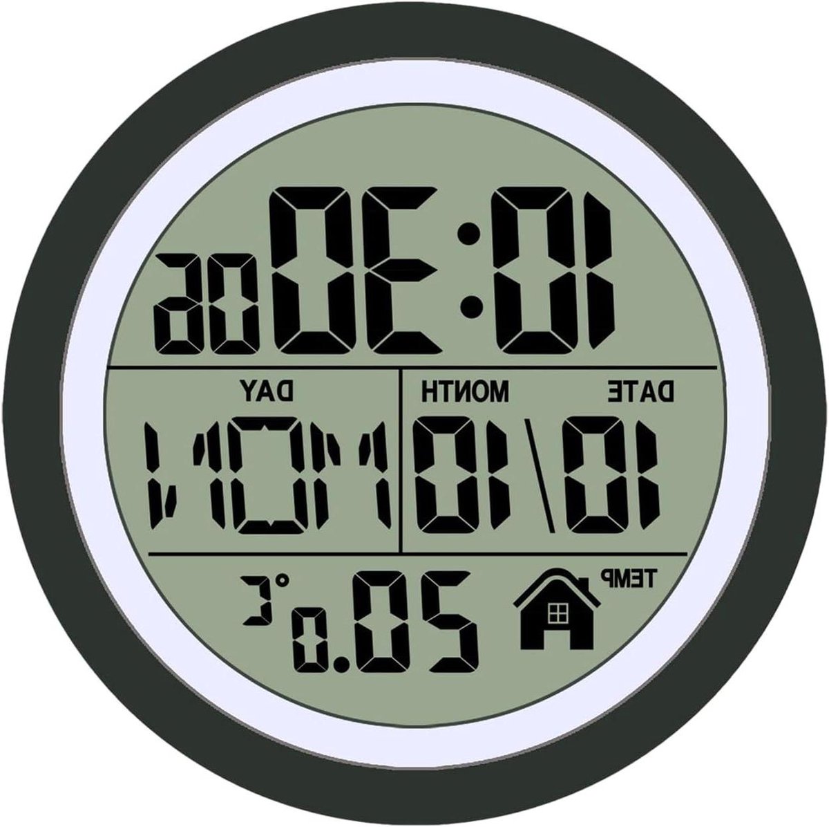 Wandklok - Badkamerklok - Vochtige Ruimtes - Multifunctioneel Display - 14.5 cm - Zwart