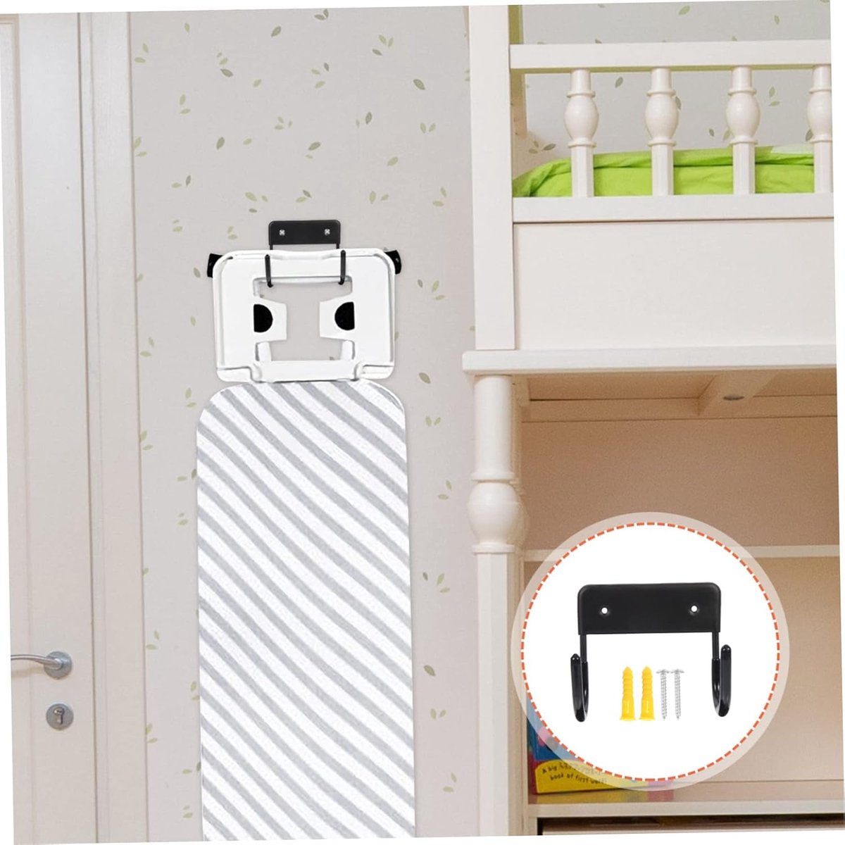 Strijkplank Hanger - Opberger - Ruimte Besparen - Robuust Metaal - 12.2X10.5cm - Zwart