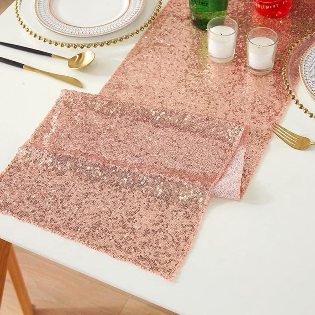 Tafel Runner - Decoratieve Stof - Feestelijke Decoratie - Glanzend Goud Effect - 30x120cm - Goud