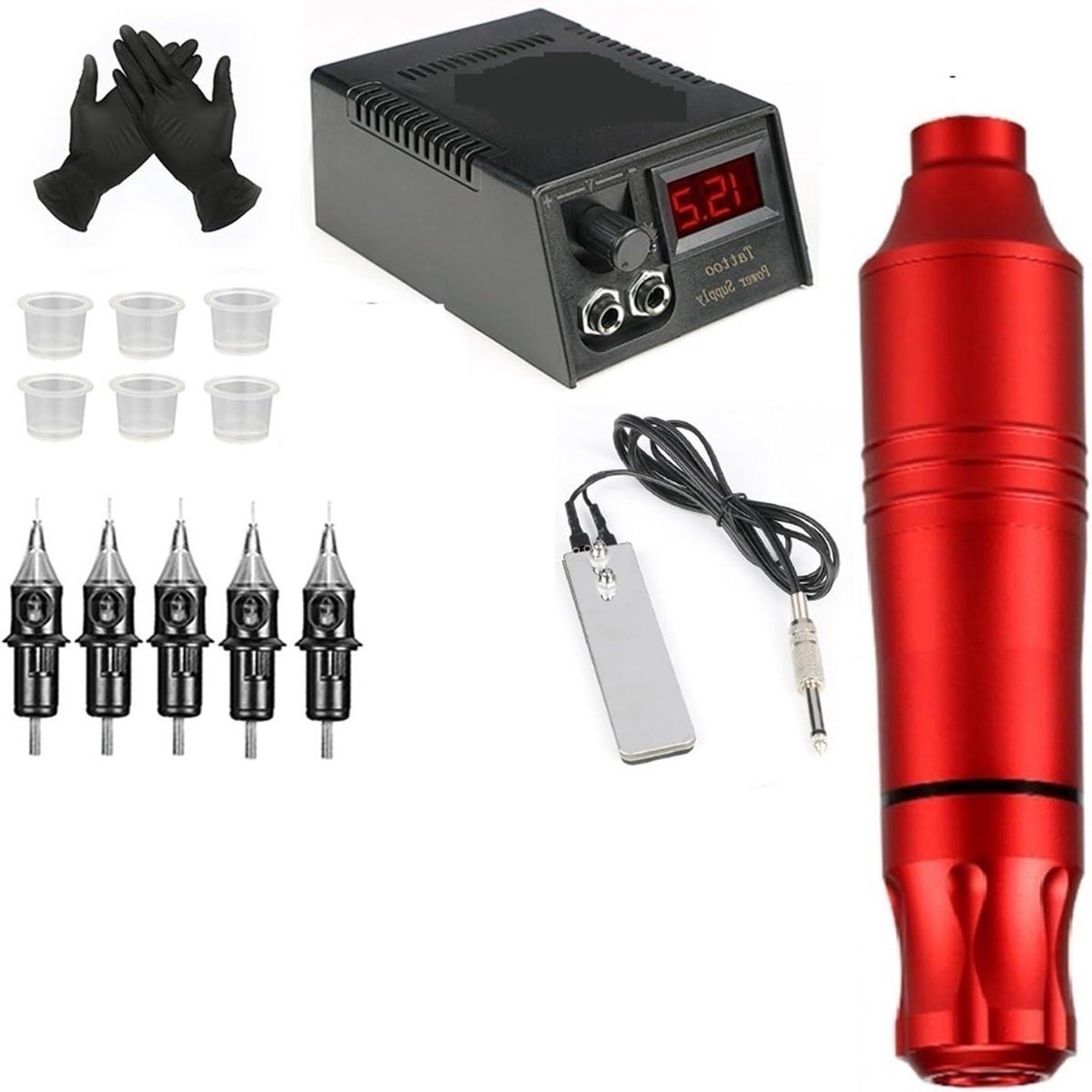Tatoeagekit - Tattoo Pen - Huidkunst Maken - Stabiele Spanning - One Size - Rood