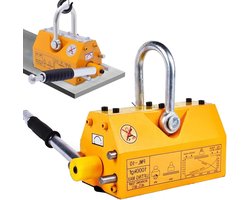 Permanente hijsmagneet - Ontgrendelingsmagneet - Staal Tillen - U-vormige groef - 600 kg capaciteit - Geel