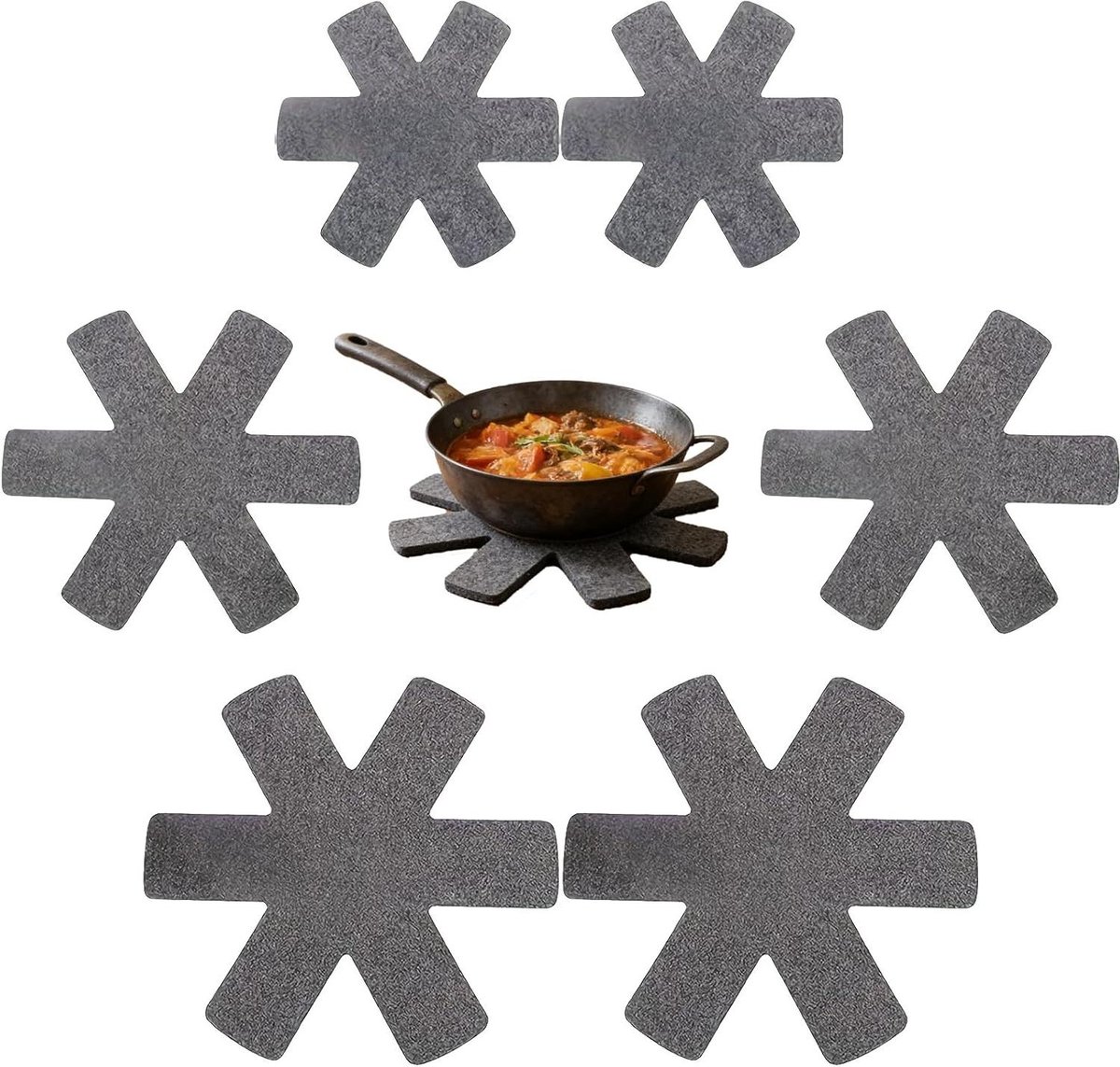 Pannen Beschermers - Tafelonderleggers - Keuken Organisatie - Krasvrij Hittebestendig - 10 Stuks 26 cm - Grijs