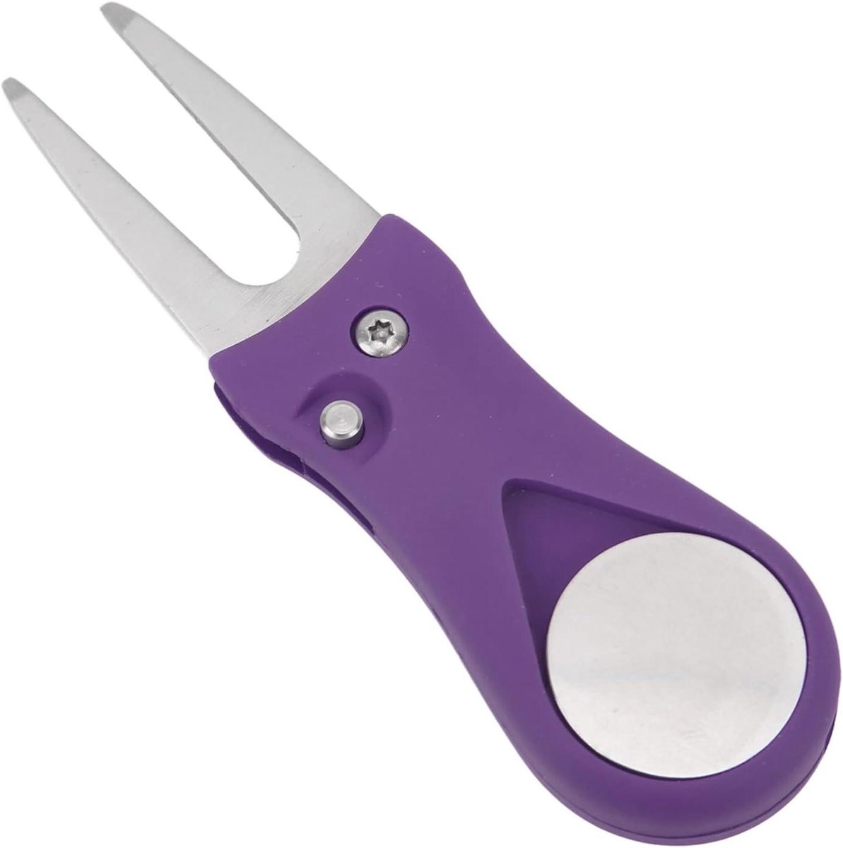 Golf Divot Tool - Green Fork - Balpositie Markeren - Magnetische Marker - 9x4x2 cm - Paars